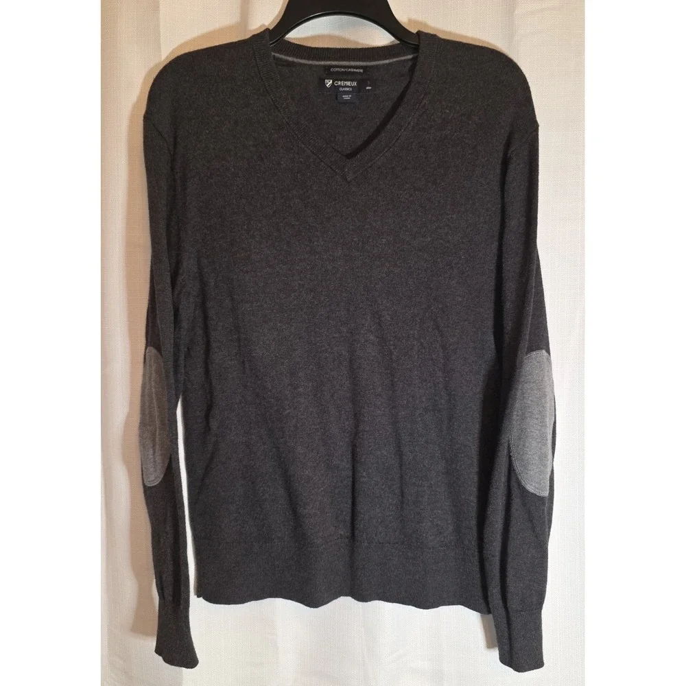 Cremieux‎ Men's Charcoal Gray V-Neck Cozy Business Casual Cashmere Sweater Small